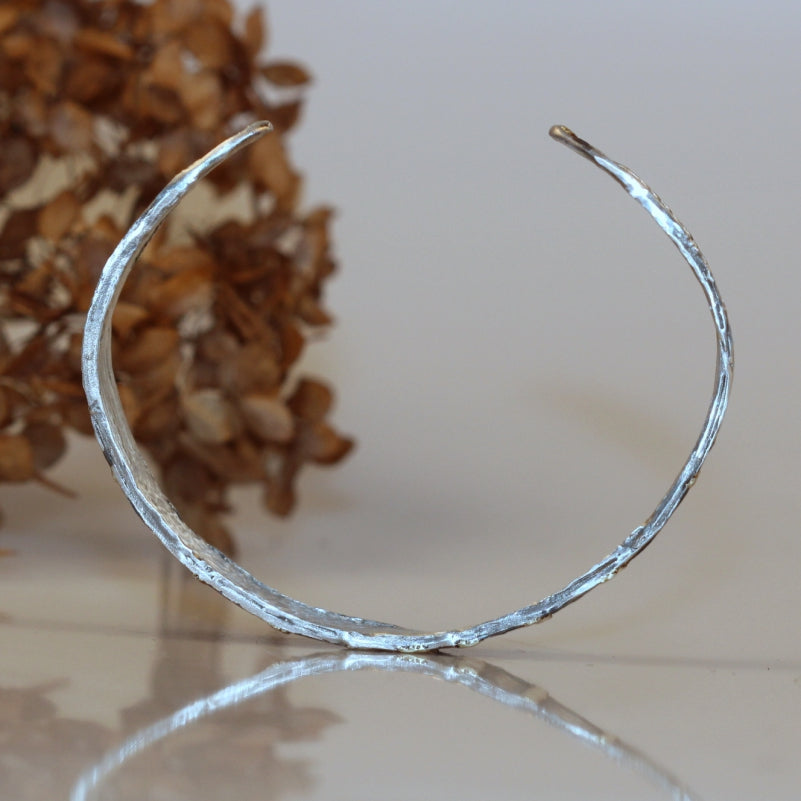Narrow open cuff Simply metals with gold strips
