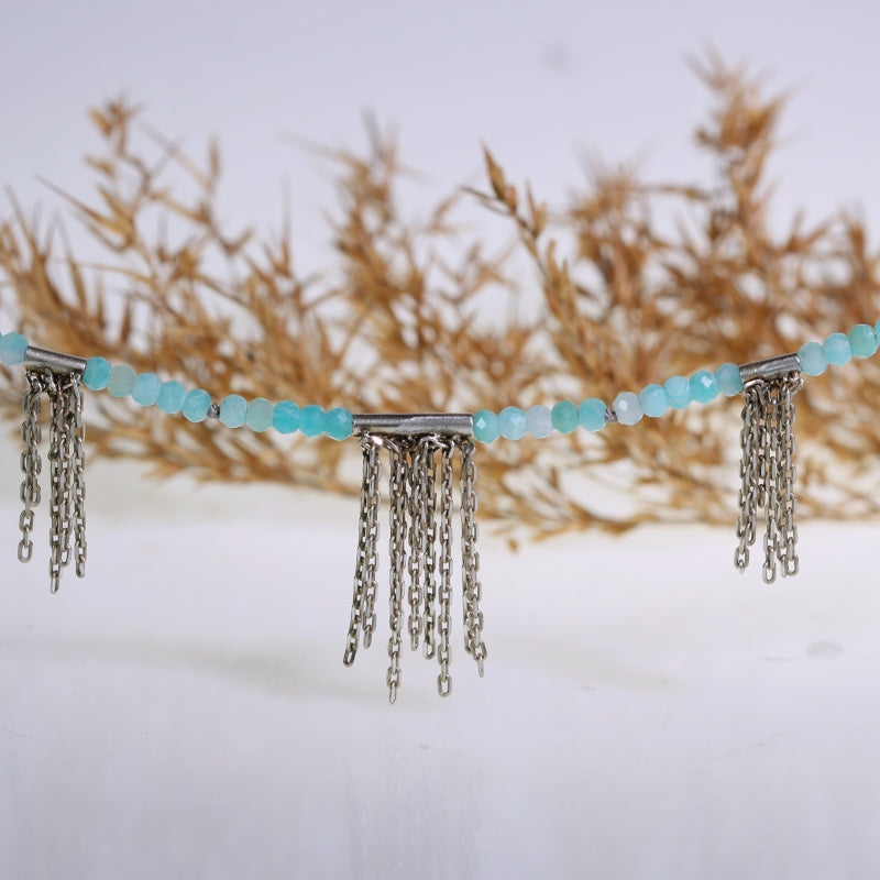 Necklace Spirit with amazonite and chains