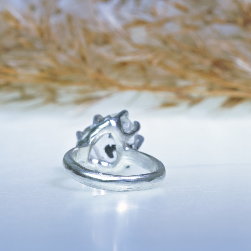 Ring with big Herkimer quartz