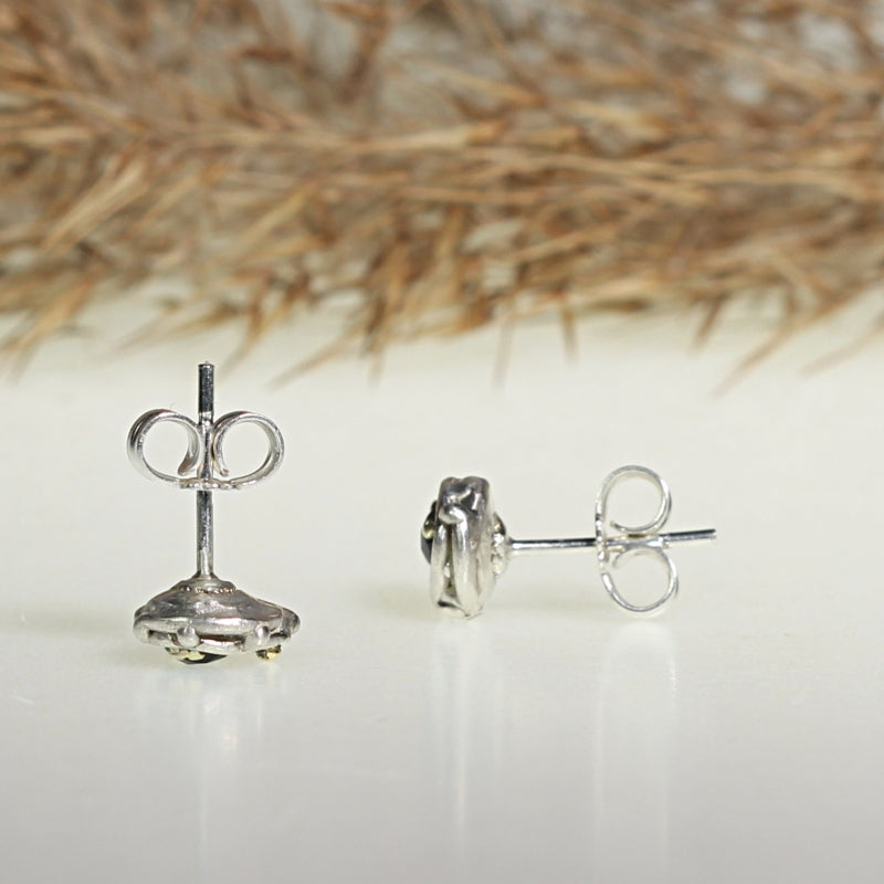 Stud earrings with black spinels - small