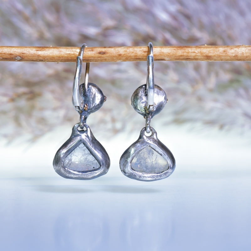 Earrings with rainbow moostone