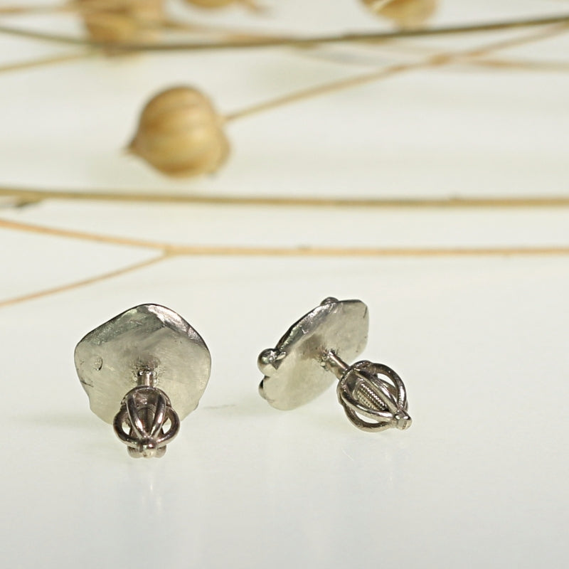 White gold stud earrings with Ethiopian opals
