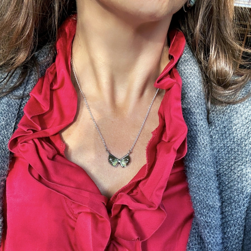Necklace Butterfly with bi-color Ethiopian opal