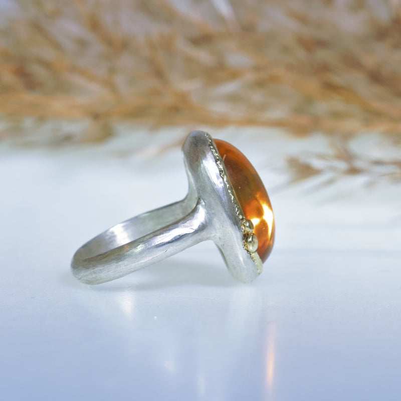 Ring with big oval citrine