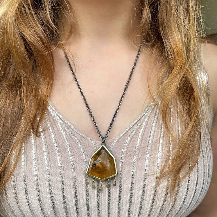 Necklace with amazing sagenite