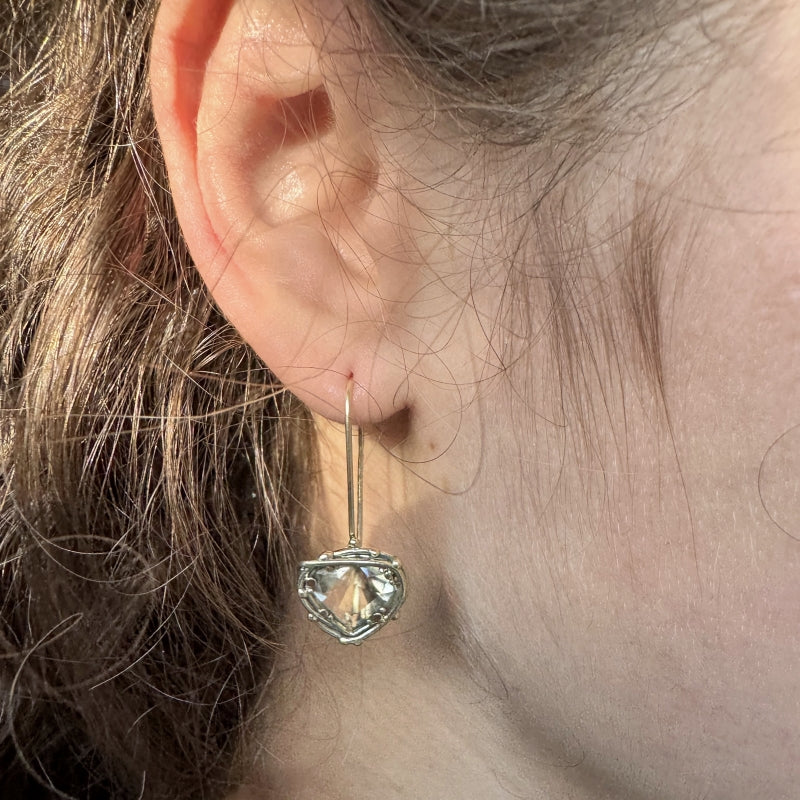 Gold earrings with Libyan desert glass