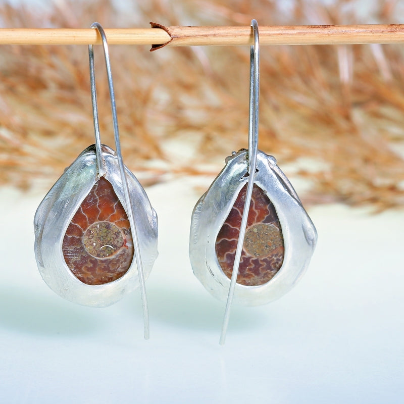 Earrings with ammonites with mother of pearl inlay