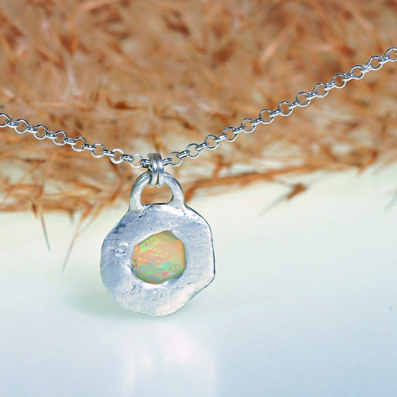 Necklace with hexagonal ethiopian opal