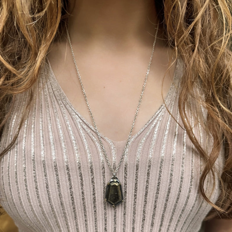 Necklace with “golden stone”- pyrite in quartz