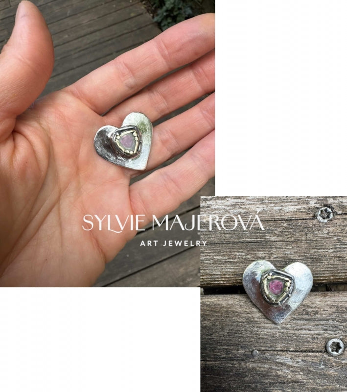 Bag Bella Large with silver heart and tourmaline