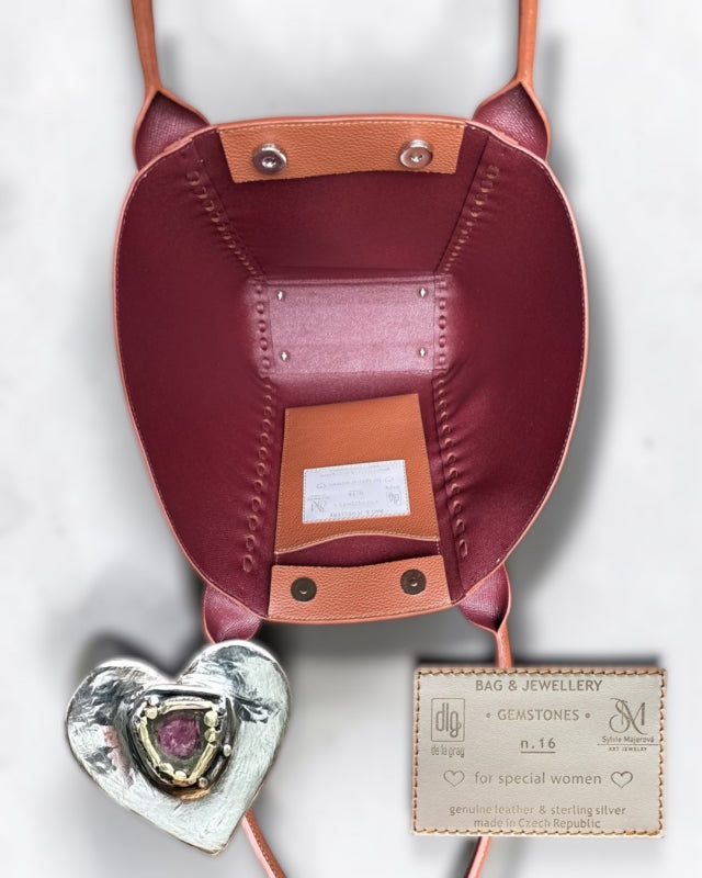 Bag Bella Large with silver heart and tourmaline