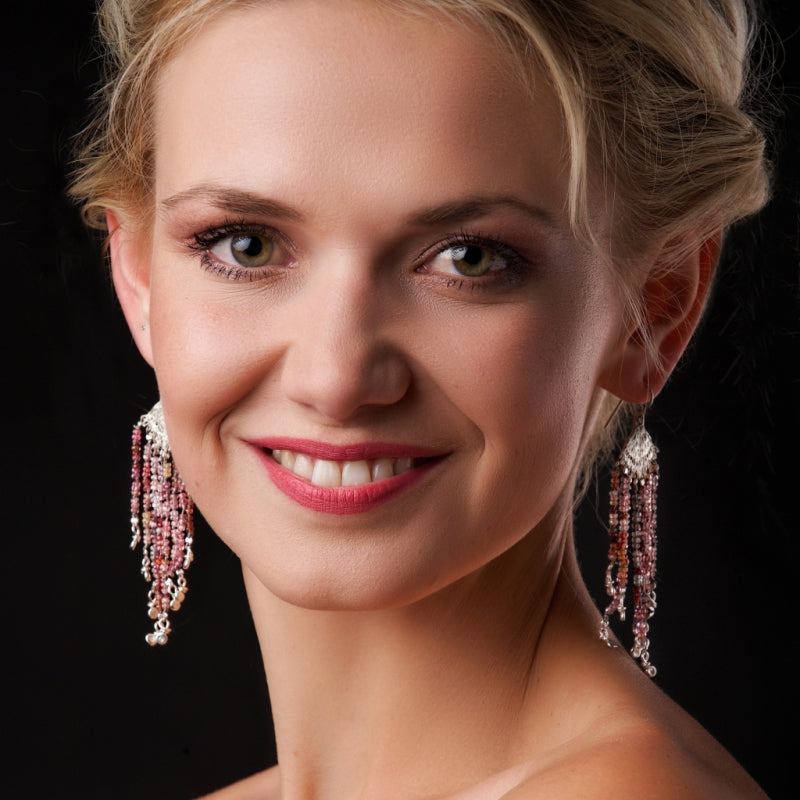Long hanging earrings Lace with Tundra sapphires