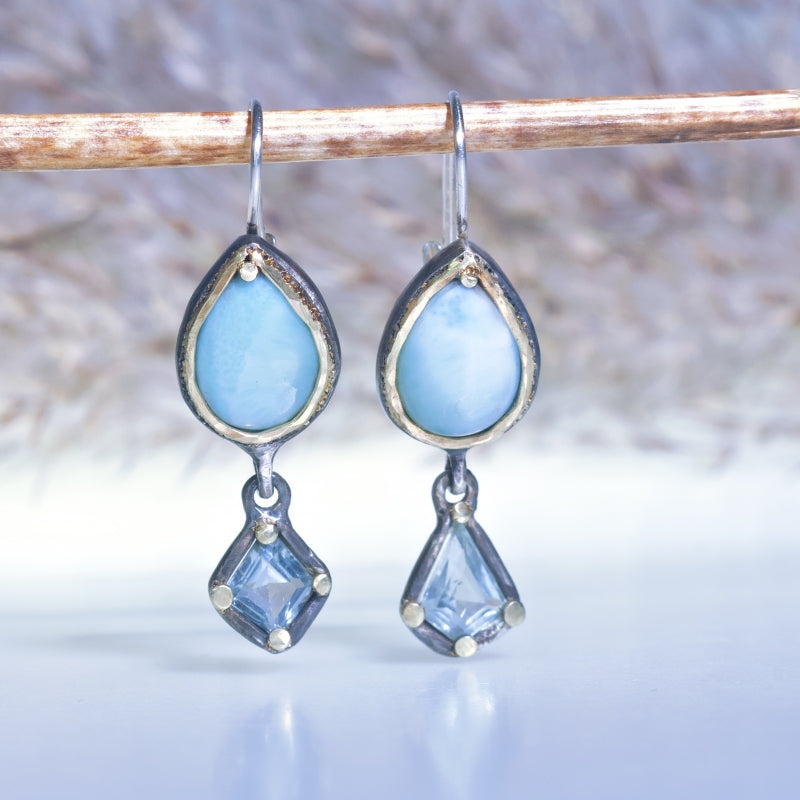 Earrings with larimar and aquamarine
