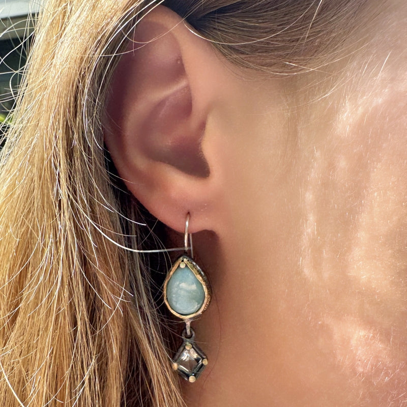 Earrings with larimar and aquamarine