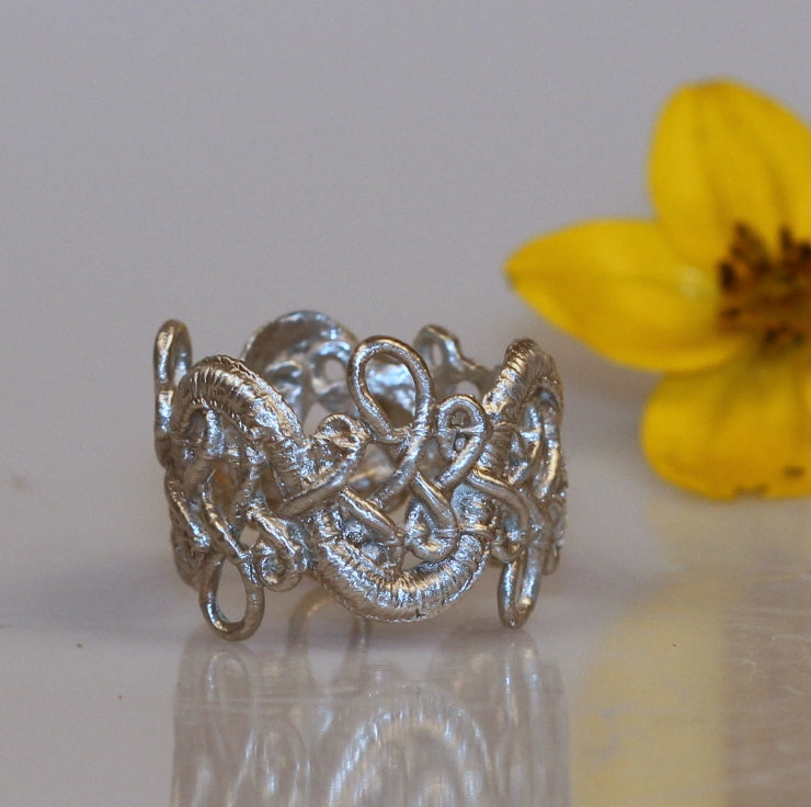 Silver Lace wide ring II
