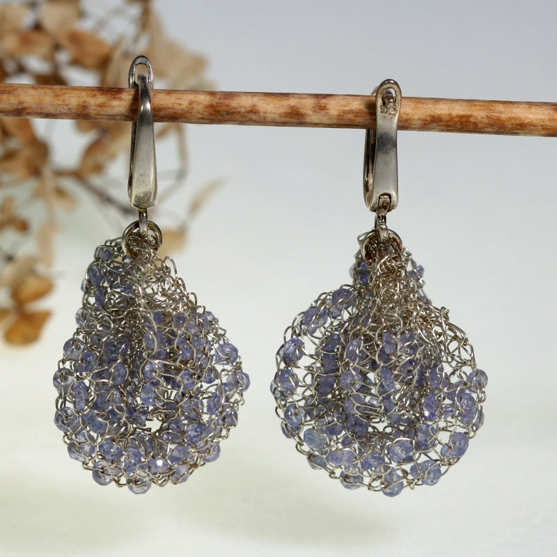 Two circle Energy earrings with tanzanites