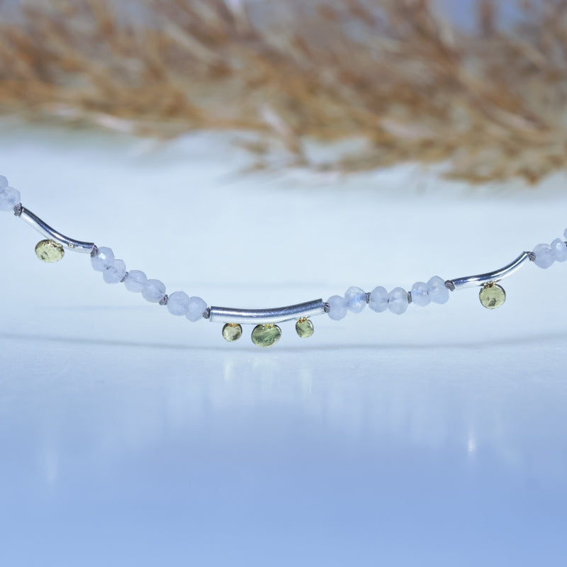 Necklace Spirit with moonstones and gold dots