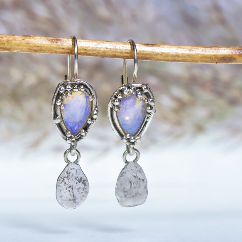 White gold earrings with Australian opals