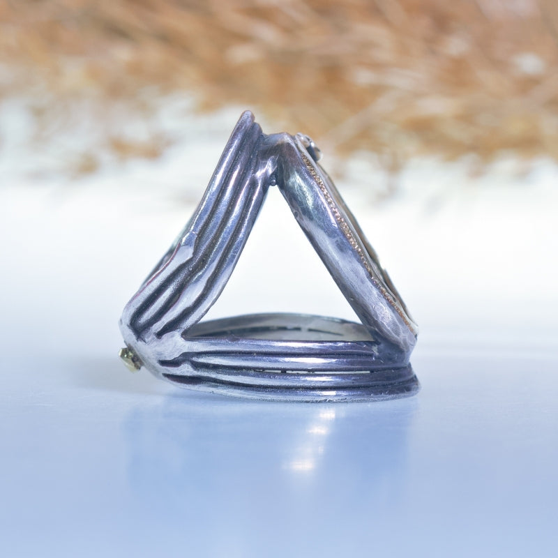 Ring with big dendritic agate