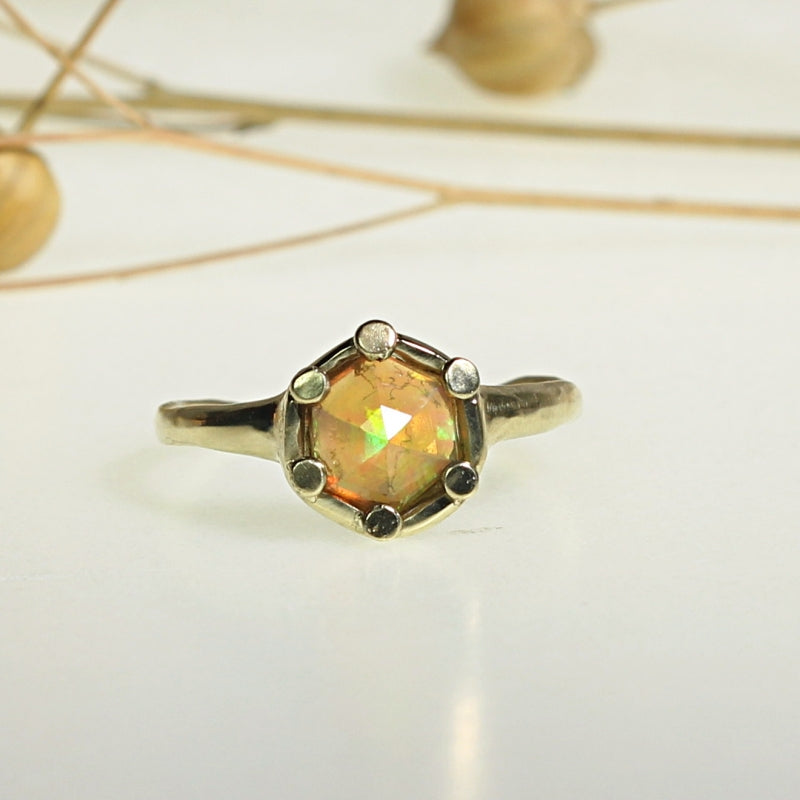Gold ring with Ethiopian opal