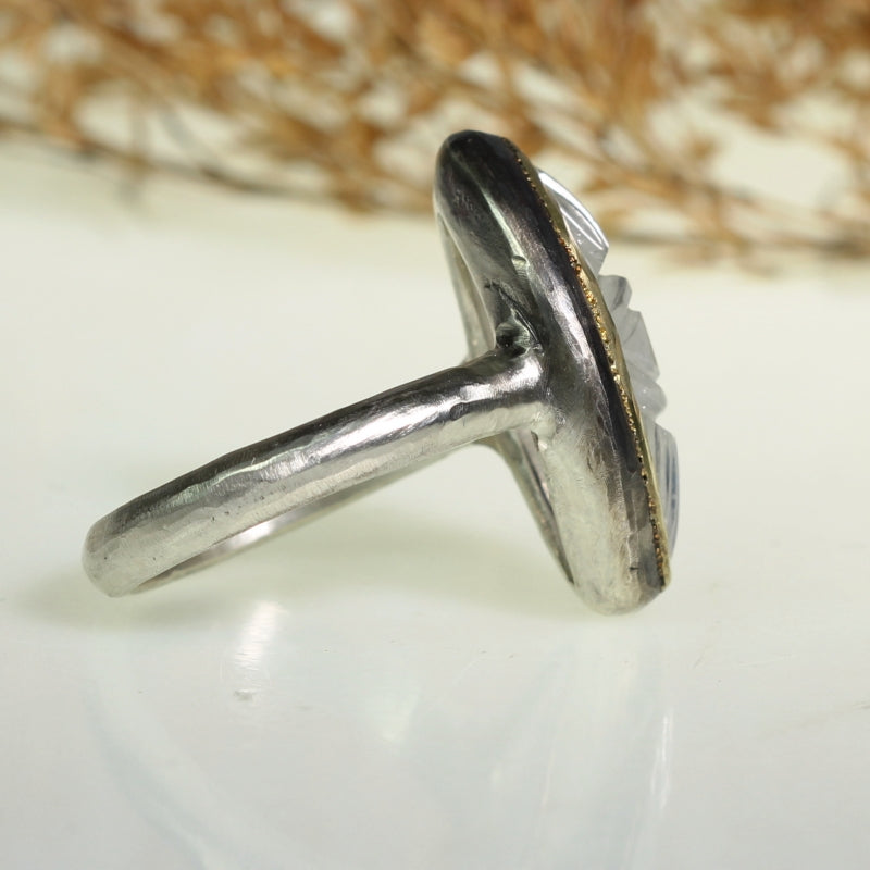 Ring with rainbow moonstone - third eye