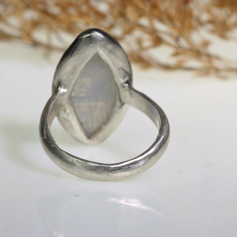 Ring with rainbow moonstone - third eye