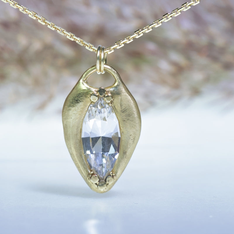 Gold Heart necklace with danburite