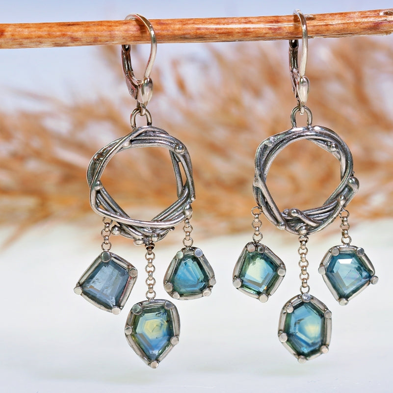White gold earrings with sapphires