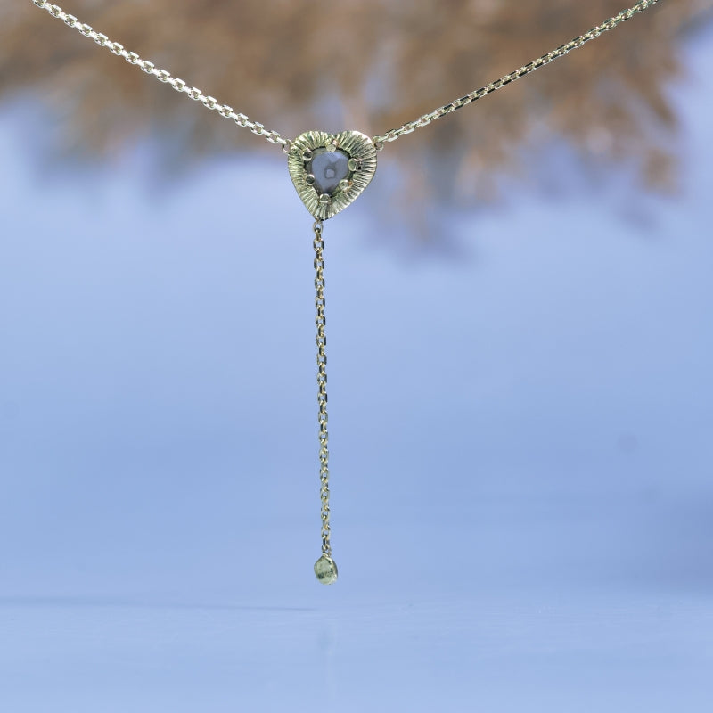 Gold lariat necklace with Trapiche diamond