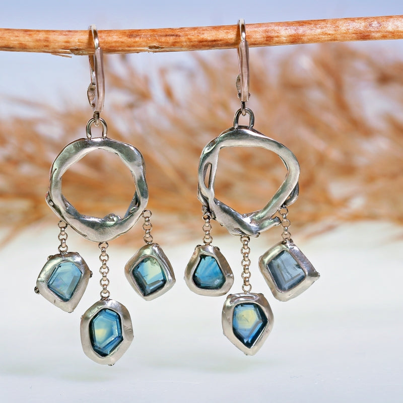 White gold earrings with sapphires