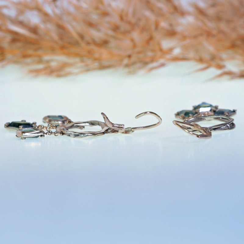White gold earrings with sapphires