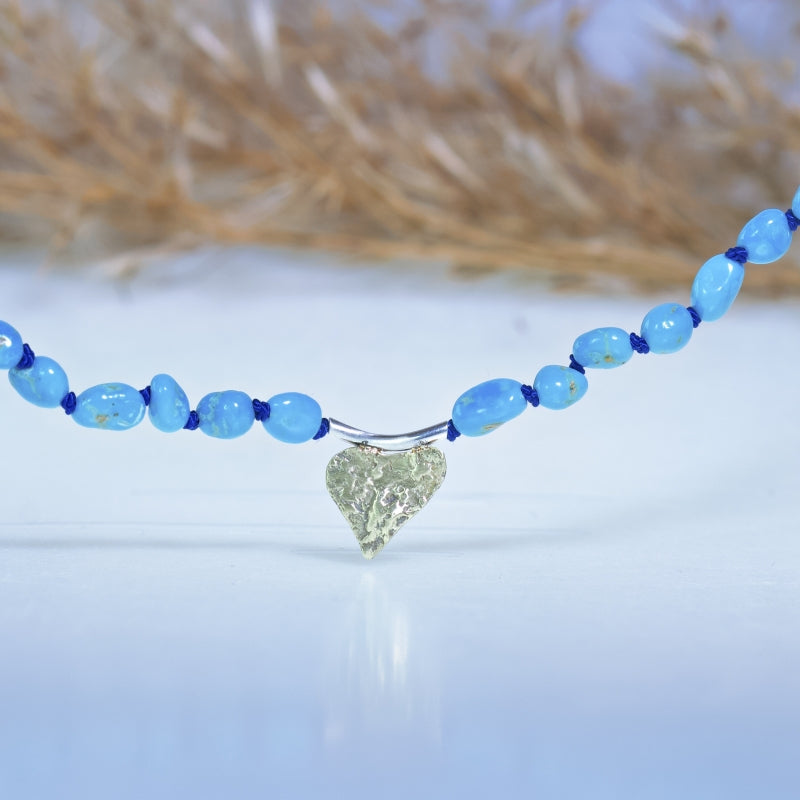 Necklace Spirit with turquoise and yellow heart