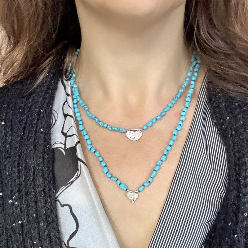 Necklace Spirit with turquoise and yellow heart