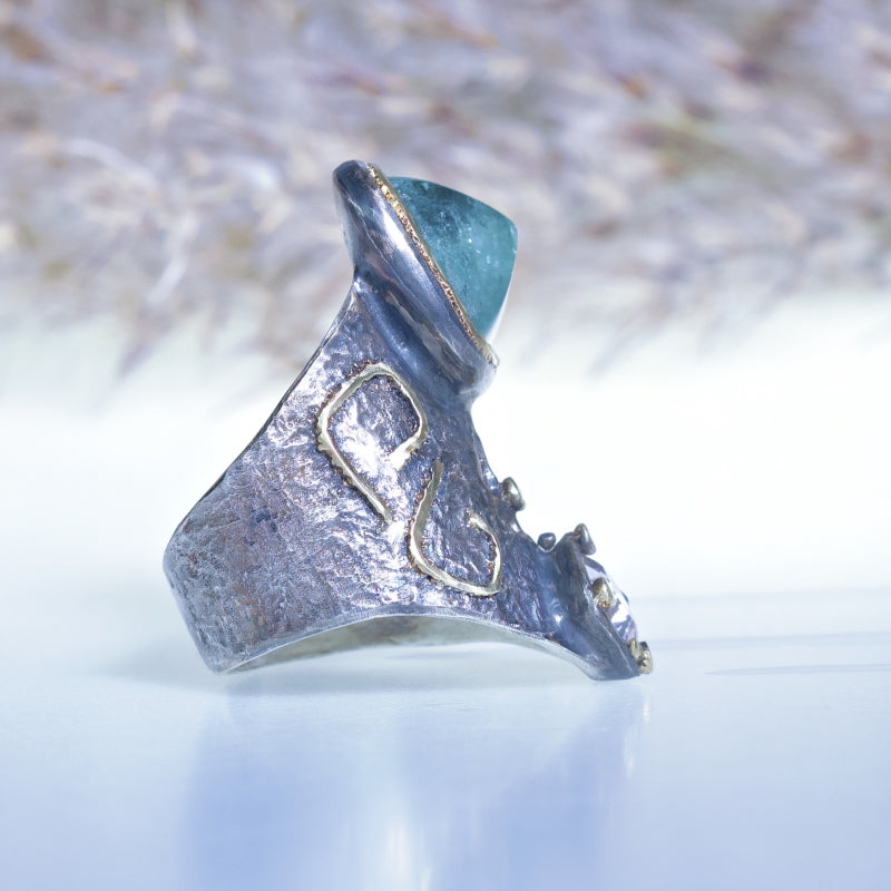 Epic ring with lagoon tourmaline and morganite