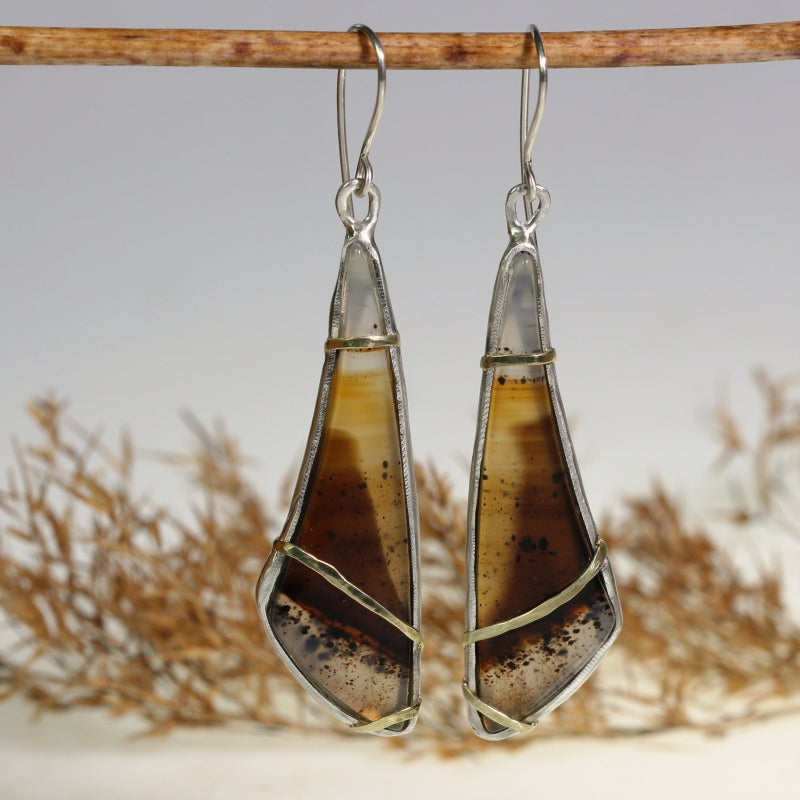 Earrings with Montana agate