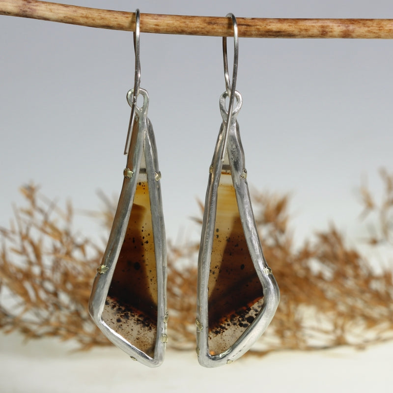 Earrings with Montana agate
