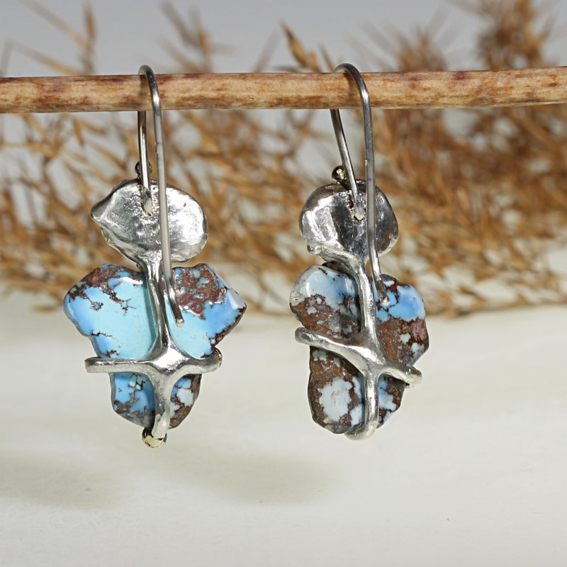 Earrings with turquiose and sapphire