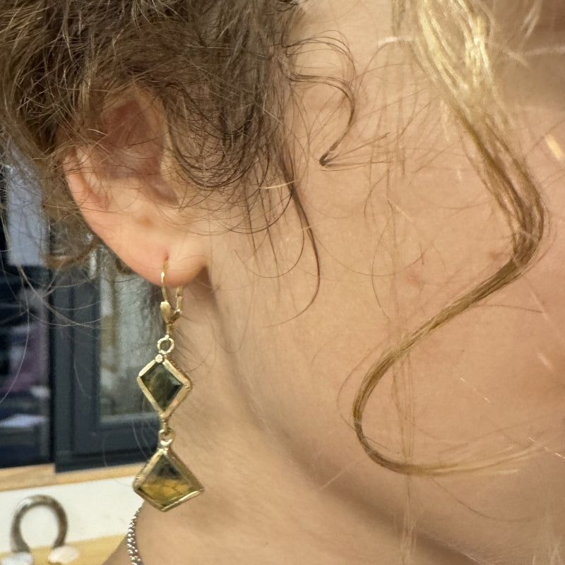 Gold earrings with Kenya sapphires