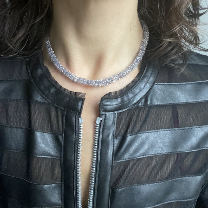 Energy necklace with tanzanites