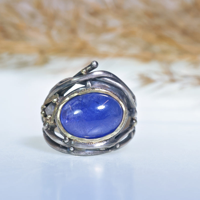 Wide ring Galaxy with tanzanite and morganite