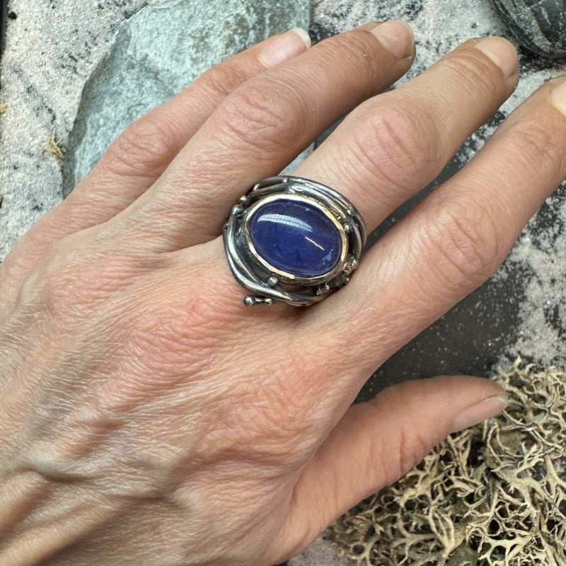 Wide ring Galaxy with tanzanite and morganite