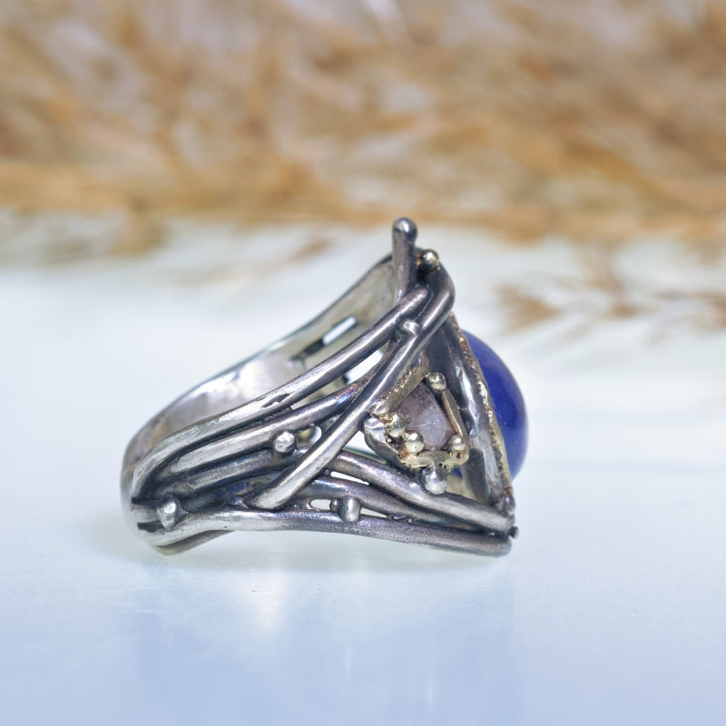 Wide ring Galaxy with tanzanite and morganite