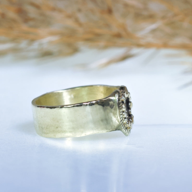 Gold ring Heart with Trapiche diamond