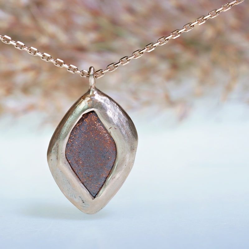 White gold necklace with australian Boulder- opal