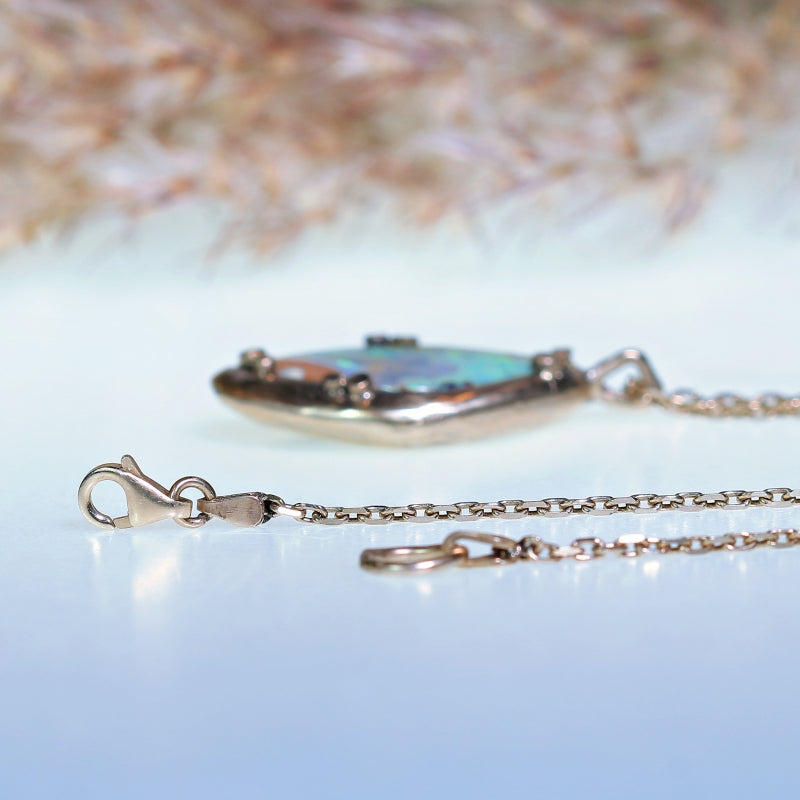 White gold necklace with australian Boulder- opal