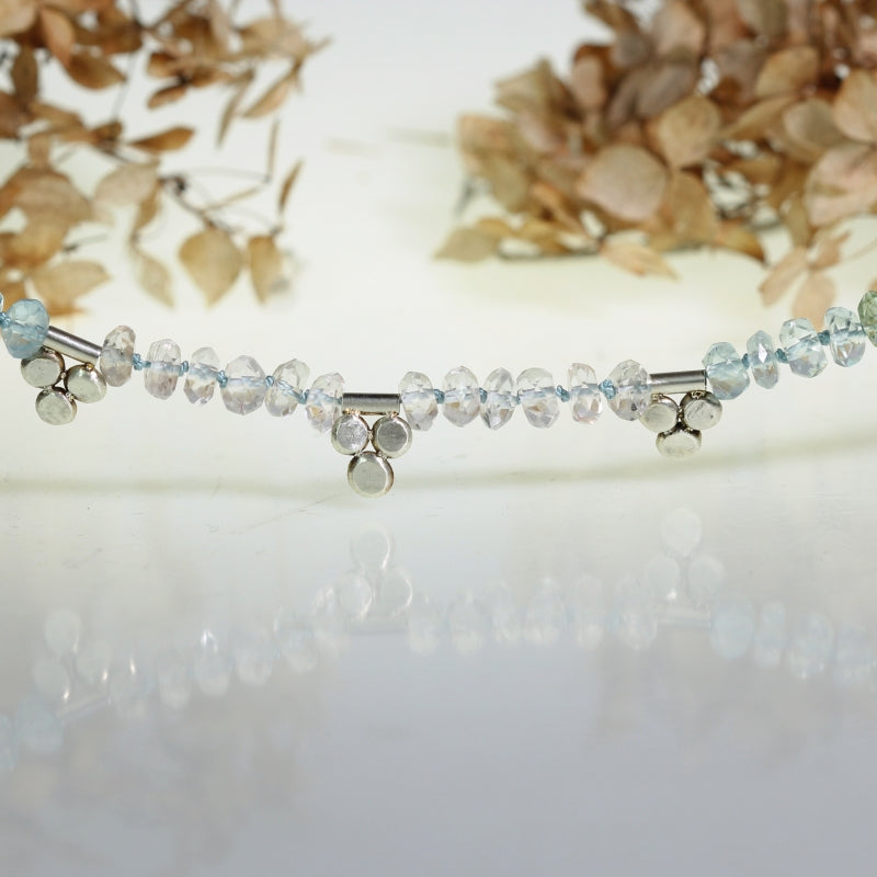 Necklace Spirit with faceted aquamarines beads
