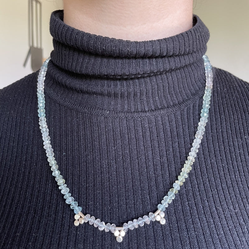 Necklace Spirit with faceted aquamarines beads