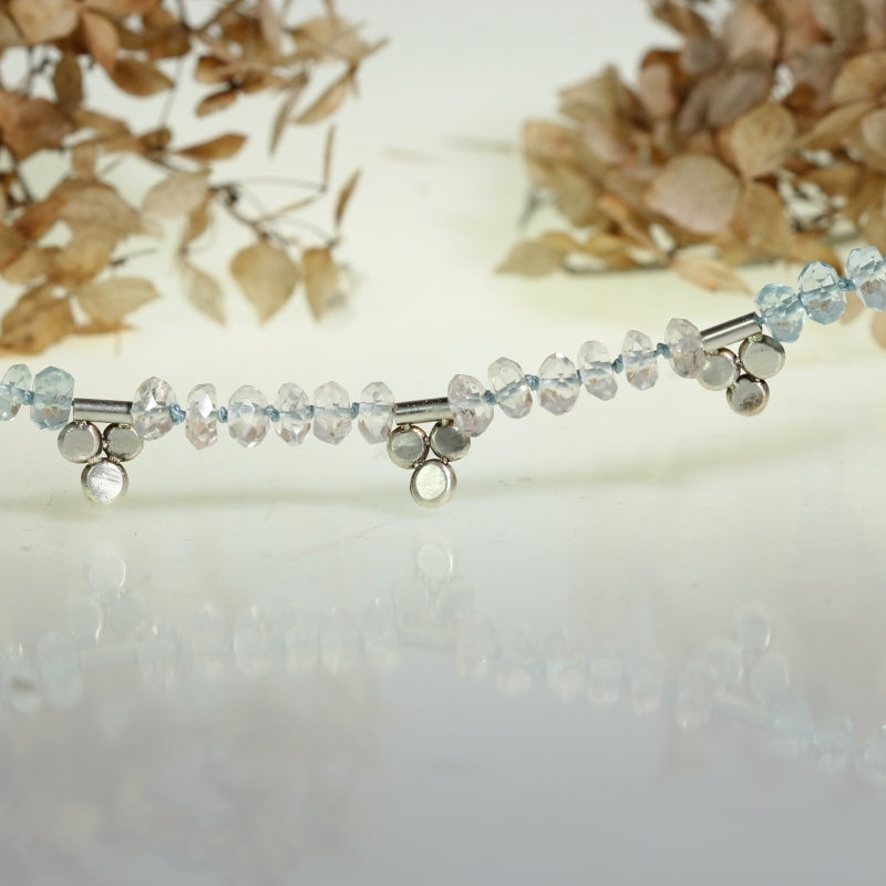 Necklace Spirit with faceted aquamarines beads