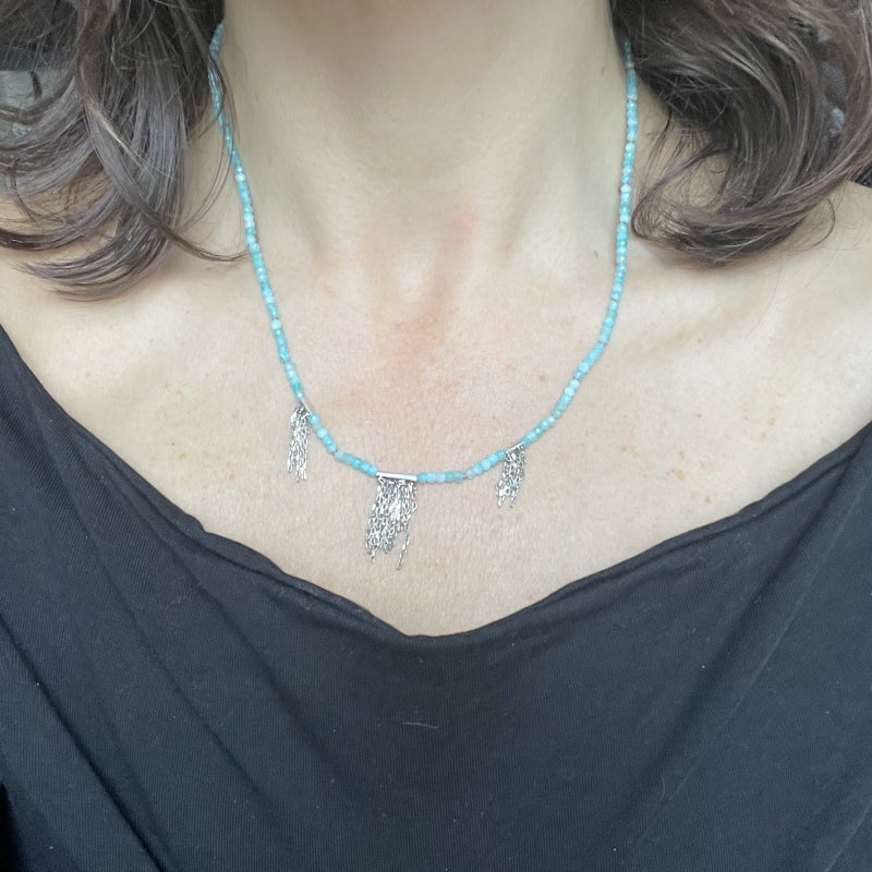 Necklace Spirit with amazonite and chains