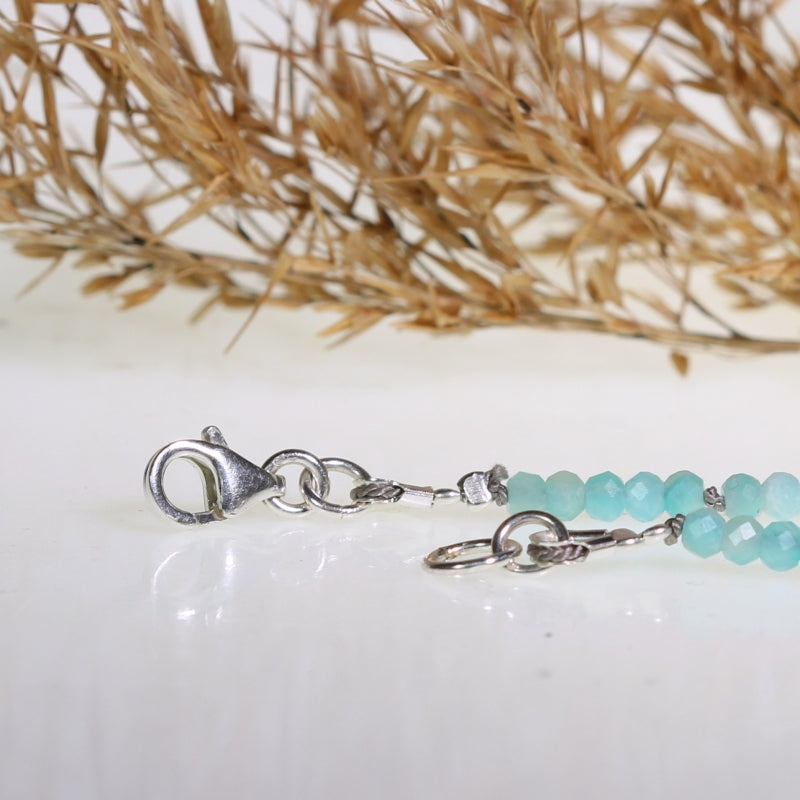 Necklace Spirit with amazonite and chains